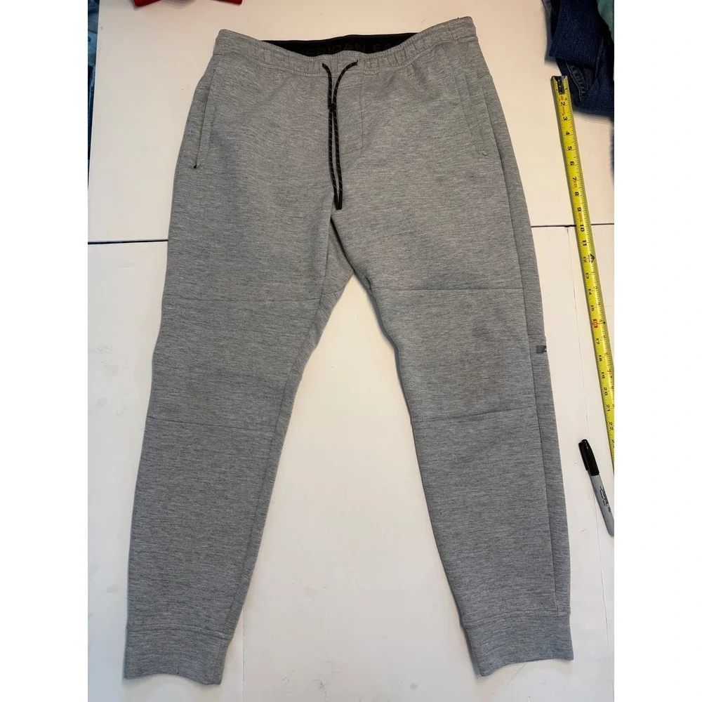 American Eagle Mens Gray Tech Fleece Joggers Sweatpants L Activewear Drawstring